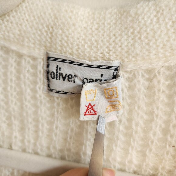 Oliver Paris Vintage Cream Open Front Knit Vest – Sz L (oversized) - Picture 13 of 13
